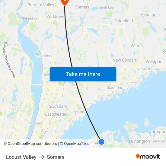 Locust Valley to Somers map