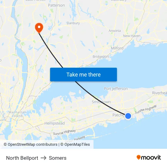 North Bellport to Somers map