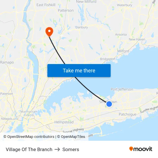 Village Of The Branch to Somers map