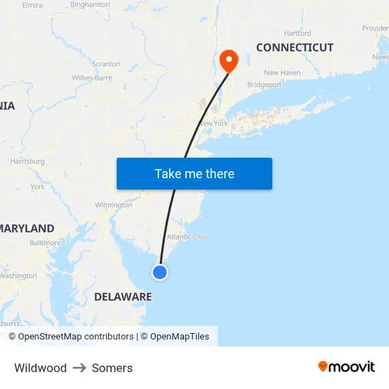 Wildwood to Somers map