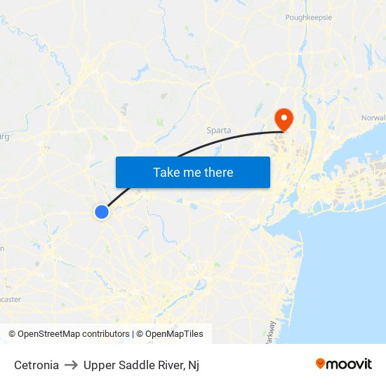 Cetronia to Upper Saddle River, Nj map