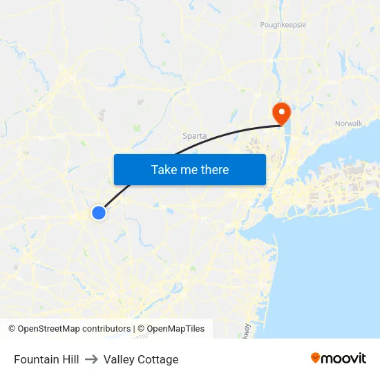Fountain Hill to Valley Cottage map