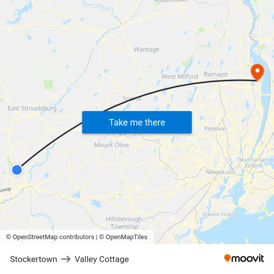 Stockertown to Valley Cottage map