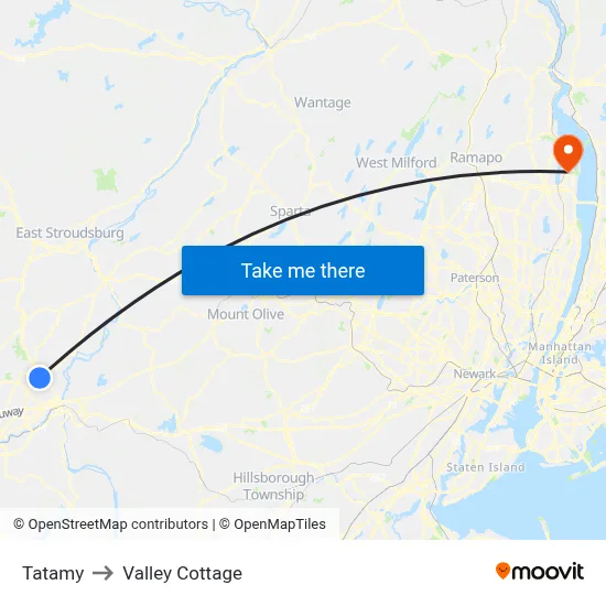 Tatamy to Valley Cottage map