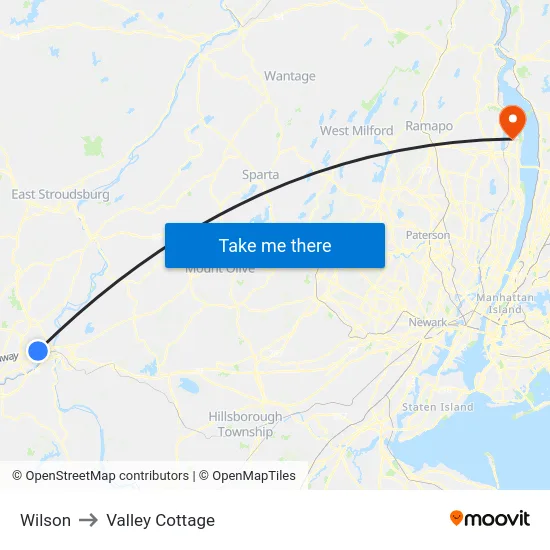 Wilson to Valley Cottage map