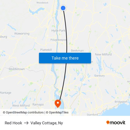 Red Hook to Valley Cottage, Ny map