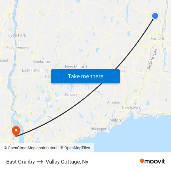 East Granby to Valley Cottage, Ny map