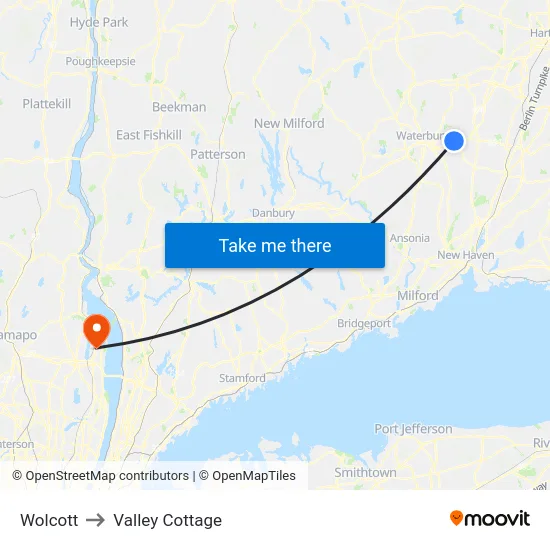 Wolcott to Valley Cottage map