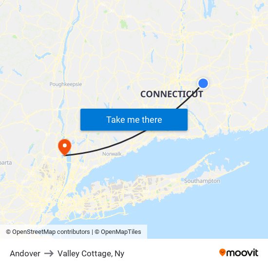 Andover to Valley Cottage, Ny map