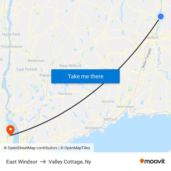 East Windsor to Valley Cottage, Ny map