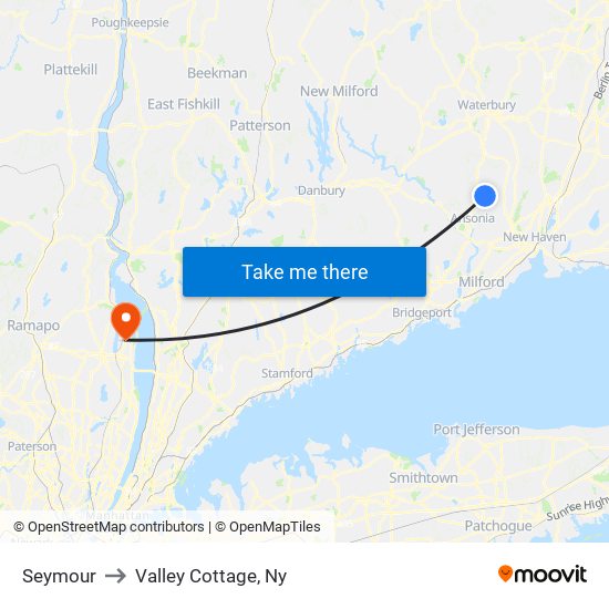 Seymour to Valley Cottage, Ny map