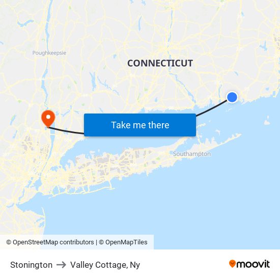 Stonington to Valley Cottage, Ny map