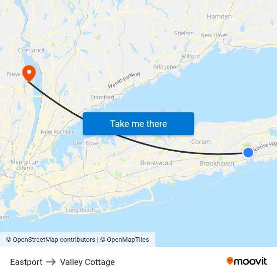Eastport to Valley Cottage map