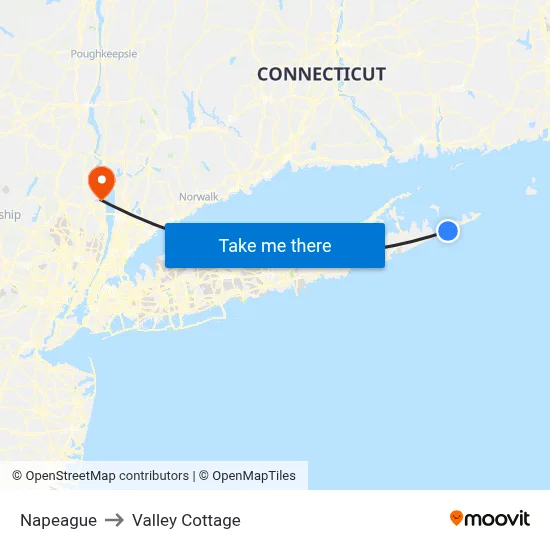 Napeague to Valley Cottage map