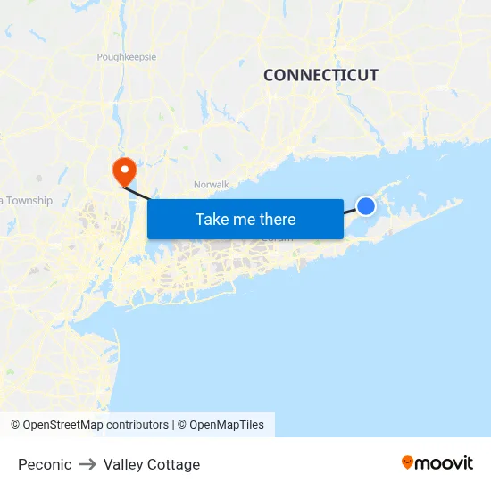 Peconic to Valley Cottage map