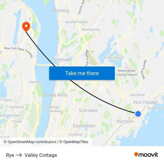 Rye to Valley Cottage map