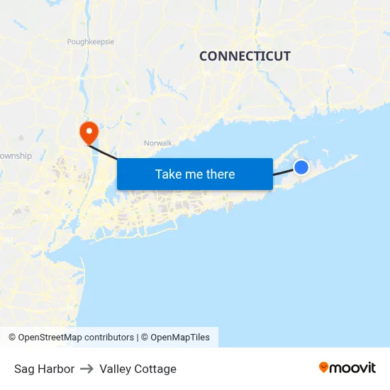 Sag Harbor to Valley Cottage map