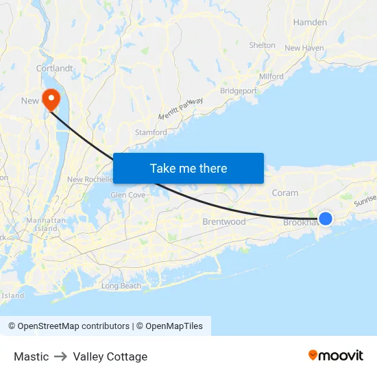 Mastic to Valley Cottage map
