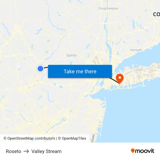 Roseto to Valley Stream map