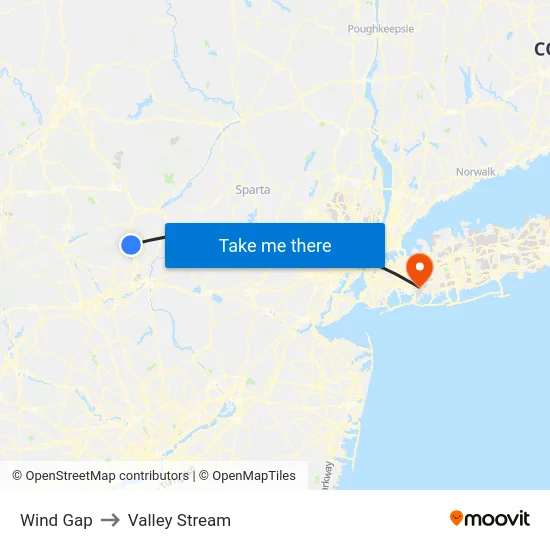Wind Gap to Valley Stream map