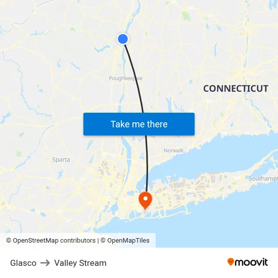 Glasco to Valley Stream map