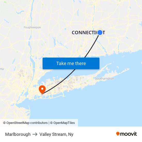 Marlborough to Valley Stream, Ny map