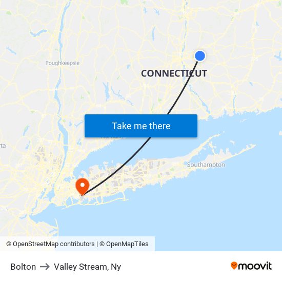 Bolton to Valley Stream, Ny map