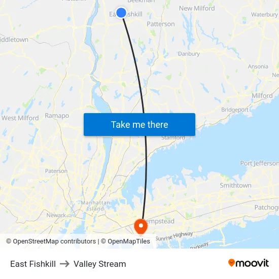 East Fishkill to Valley Stream map