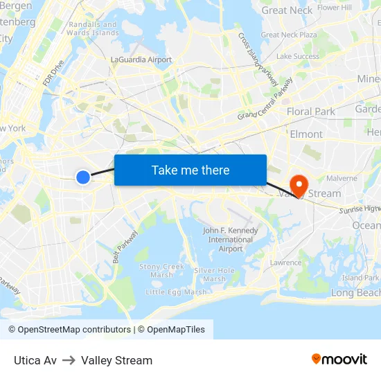 Utica Av to Valley Stream map