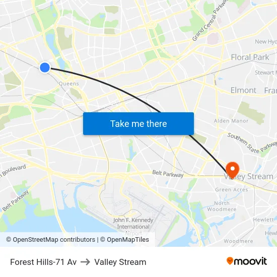 Forest Hills-71 Av to Valley Stream map