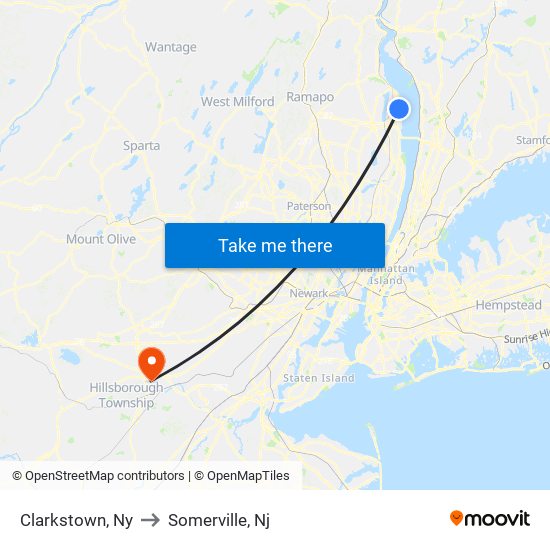 Clarkstown, Ny to Somerville, Nj map