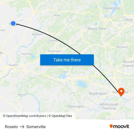 Roseto to Somerville map
