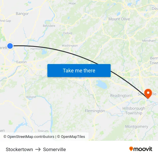 Stockertown to Somerville map