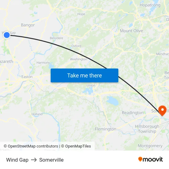 Wind Gap to Somerville map