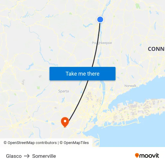 Glasco to Somerville map