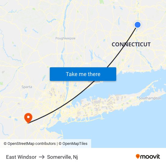 East Windsor to Somerville, Nj map