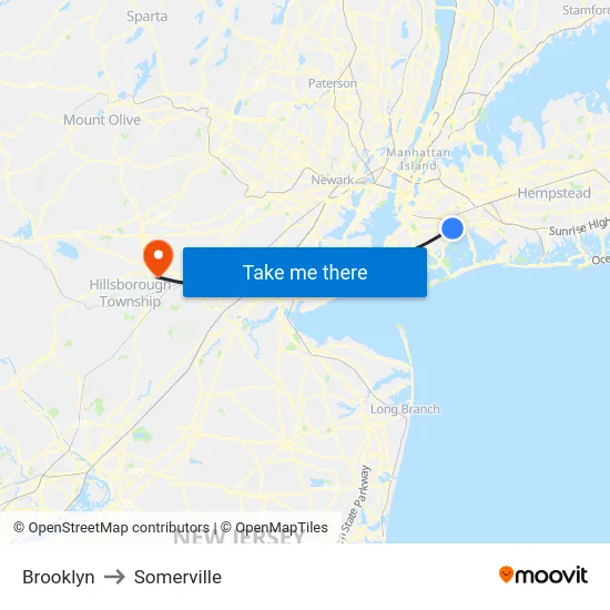 Brooklyn to Somerville map