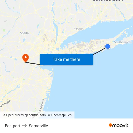 Eastport to Somerville map