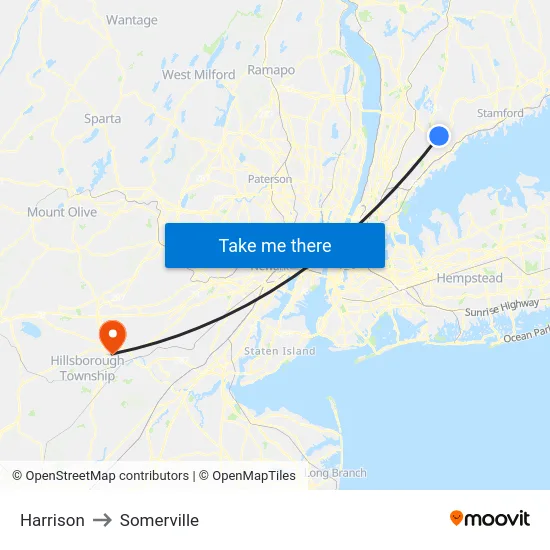 Harrison to Somerville map