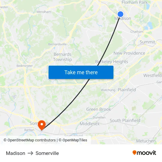 Madison to Somerville map
