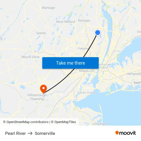 Pearl River to Somerville map