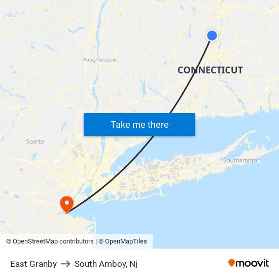 East Granby to South Amboy, Nj map