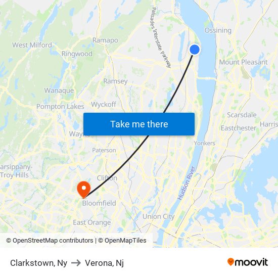 Clarkstown, Ny to Verona, Nj map