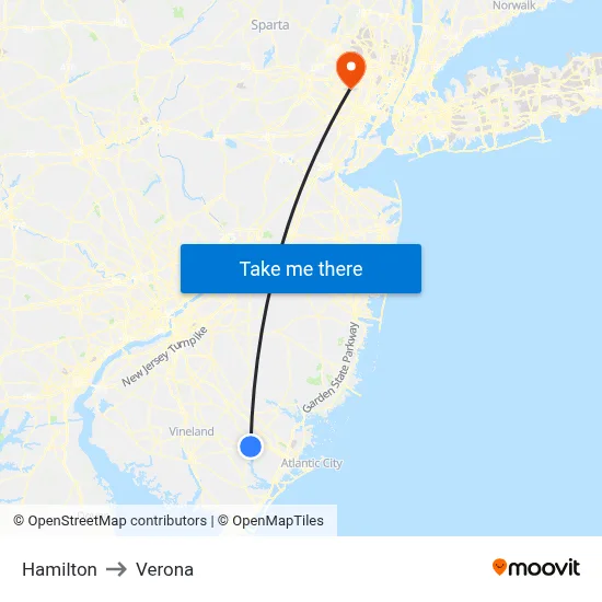 Hamilton to Verona map