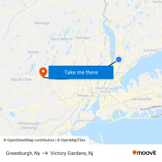 Greenburgh, Ny to Victory Gardens, Nj map