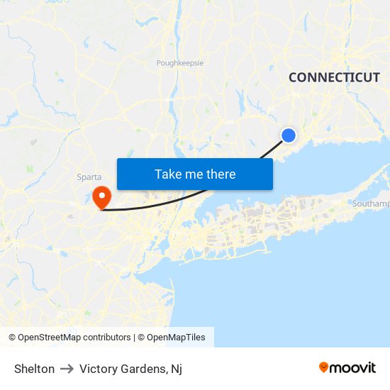 Shelton to Victory Gardens, Nj map