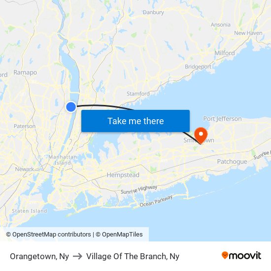 Orangetown, Ny to Village Of The Branch, Ny map