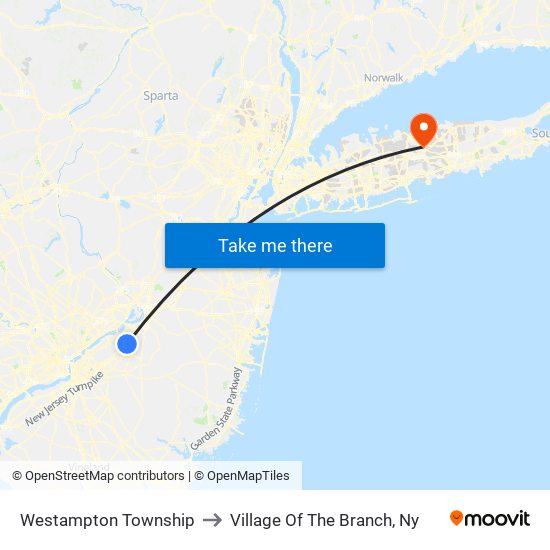 Westampton Township to Village Of The Branch, Ny map