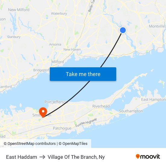 East Haddam to Village Of The Branch, Ny map