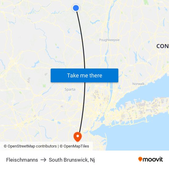 Fleischmanns to South Brunswick, Nj map